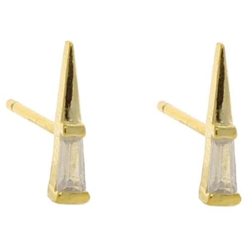 New arrived tiny triangle shape stud earring with cz paved women real 925 sterling silver spike stud earring for wedding jewelry