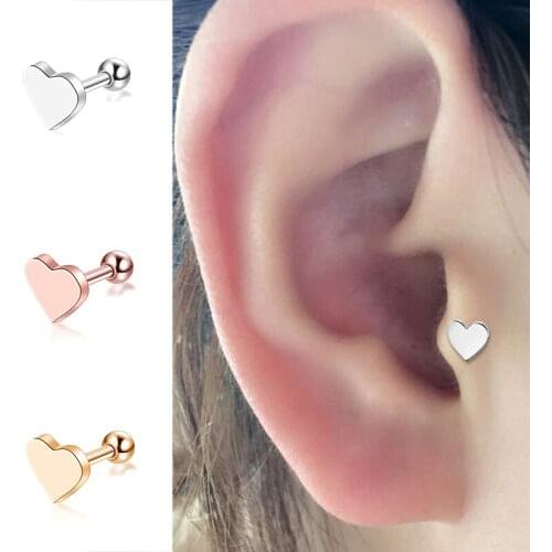 1PC Women Earring Heart Shape Body Jewelry Ear Bone Nails Earrings Gifts Fashion Piercing Tragus Female Accessories Ear Studs