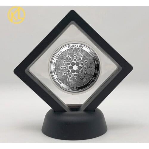 Gold Ada Cardano Crypto Coin Cryptocurrency Collectible Great Gift Silver Coin with Display Stand for Art Collection