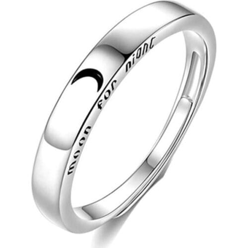 1 Piece Minimalist Sun/Moon Couples Matching Band Rings Simple Open Ring Adjustable Ring Wedding Gift for Him Her T21F
