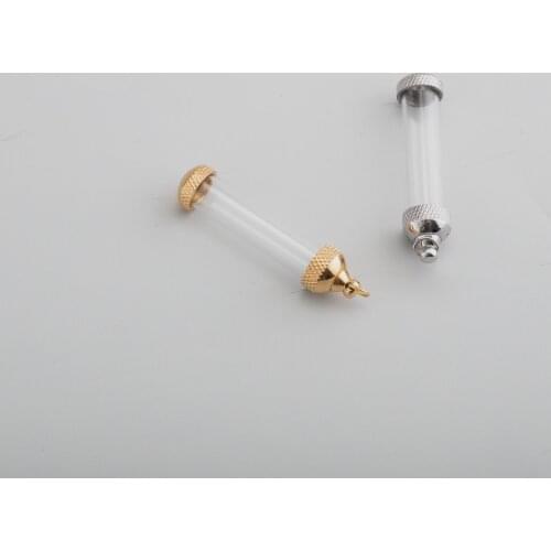 10x55MM Stainless Steel Silver Gold Plated Glass Perfume Container DIY Vial Wish Liquid Pendant Charm 1800513