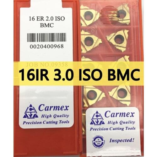 16IR 3.0 ISO BMC 10pcs/set Carmex CNC Internal thread Carbide insert Processing steel Free shipping