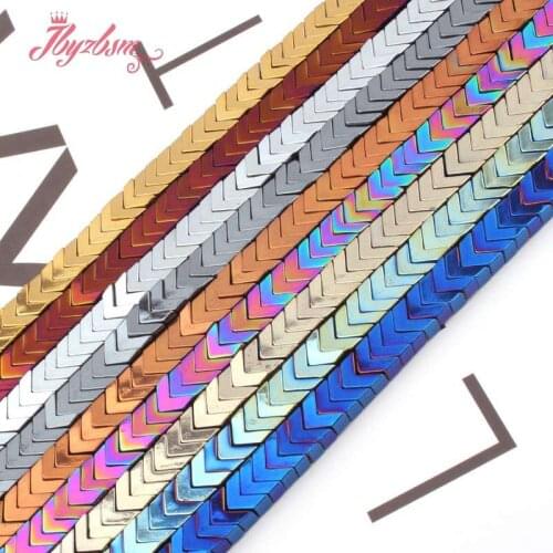 2x6mm V Shape Smooth Hematite Beads Loose Spacer Natural Stone Beads For DIY Necklace Bracelet Pandant Jewelry Making Strand 15"