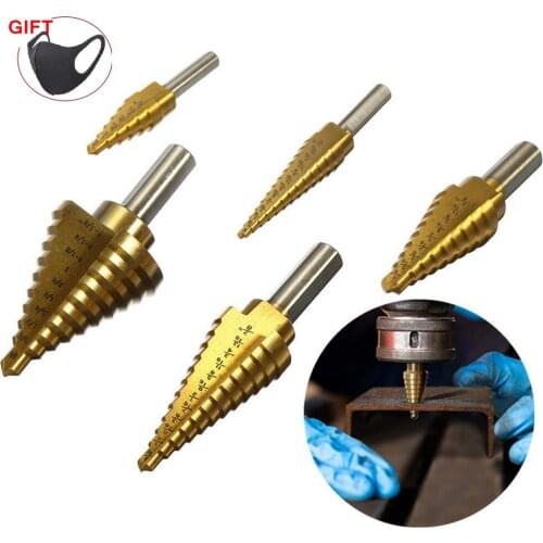6pcs/set Punch Drill Bits Titanium Hss Cobalt Step Non-Slip Drill Bit Mperial High Speed Steel Metal Hole Drilling with Center