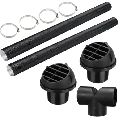 75mm Car Auto Heater Pipe Duct T Piece Warm Air Outlet Vent Hose Clips Set for Parking Heater Webasto Eberspacher