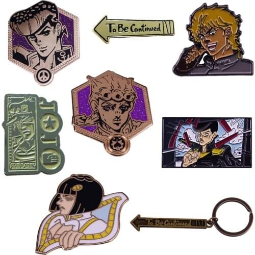 Jojos Bizarre Adventure Golden Wind Lapel Pin To Be Continued Keyring Dio Josuke Giorno Bruno Badge Anime Fan Flair Art Addition