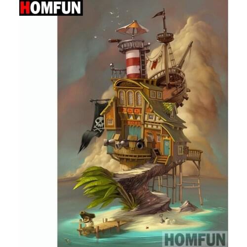 HOMFUN Full Square/Round Drill 5D DIY Diamond Painting "Pirate room" Embroidery Cross Stitch 5D Home Decor A14247