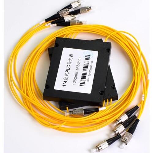 Free shipping FC/PC 1x4 PLC Fiber Optical Splitter with FC/PC connector FTTH FC 1x4 PLC ABS Optic Splitter Box