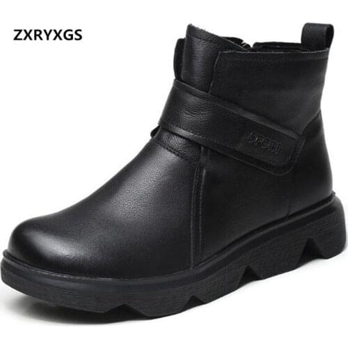 ZXRYXGS Top Cowhide Women Genuine Leather Boots Thick Sole Non-slip Ankle Boots 2020 New Autumn Martin Boots Women Boots Shoes