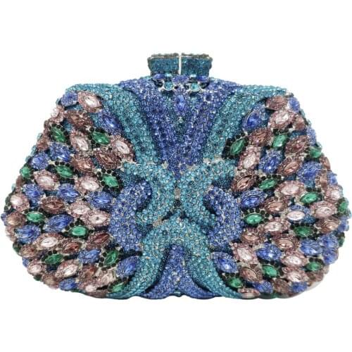 Boutique De FGG Elegant Multicoloured Women Crystal Bags Evening Clutches Purses Party Cocktail Rhinestone Minaudiere Handbag