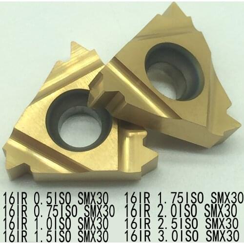 10pcs 16IR 0.5 0.75 1.0 1.5 1.75 2.0 2.5 3.0ISO SMX30 Carbide Insert For Threading Turning Tool Boring BAR blade