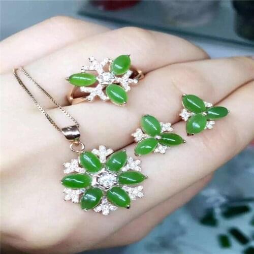 KJJEAXCMY boutique jewels 925 sterling silver inlaid with natural hetian jasper pendant necklace ring for womens jewelry water