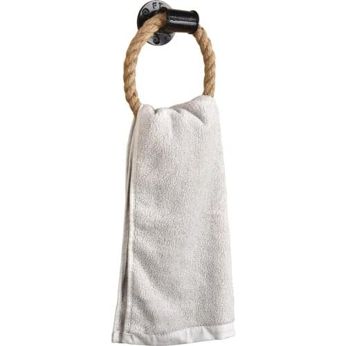 Rope Towel Ring Wall Mount Hand Towel Rings Heavy Duty Solid Towel Holder for Bathroom Rust-Proof Natural Rustic Ropes