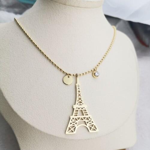 Hot Sell New Fashion Goddess Luxury For Women Gold Color Necklace Luxe Jewelry Steel Iron Tower