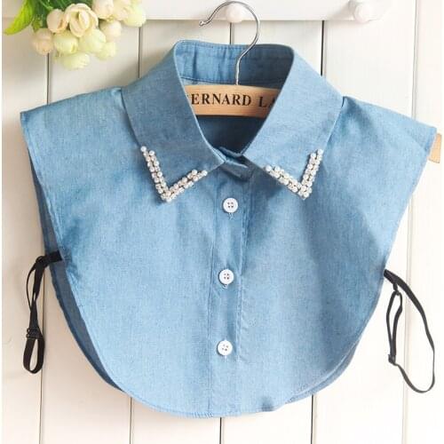 Fashion Women Shirt Fake Collar Female Detachable Collar False Collar Blouse Top Sweater Neckwear Denim Shirt Lapel Decoration