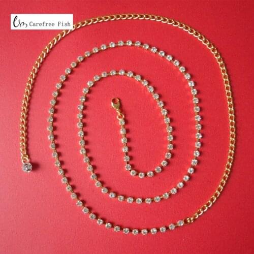 Fashion all-match single row silver diamond belly chain belly dance metal rhinestone thin belt