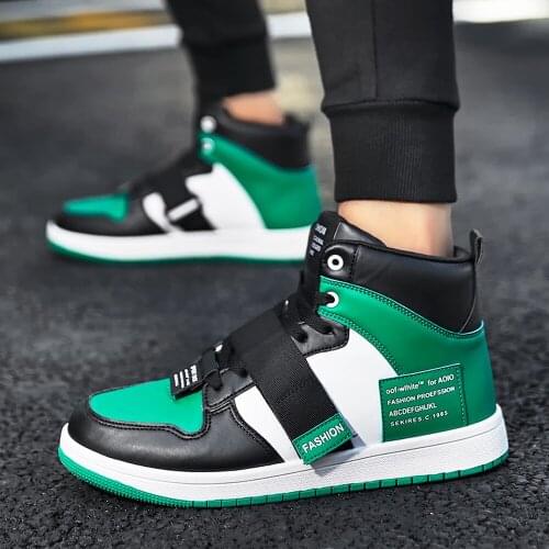 Mens High Top Match Colors Lace Up Sneakers Round Toe Shoes Flats Skateboard Casual Sport 3Colors Boys Youth Plus Size