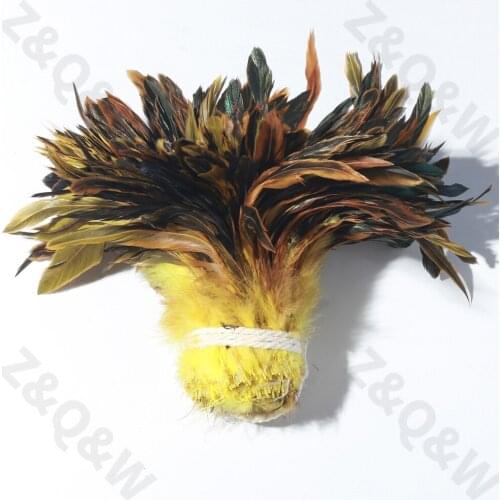 Natural 6-8 inch rooster feather dyed yellow DIY craft jewelry accessories performance costume skirt decoration