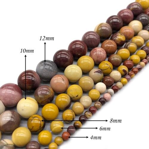 Natural Stone Loose BeadsMookaite Egg YolkRoundBeads for Women DIY Jewelry Making Bracelets Necklaces J222