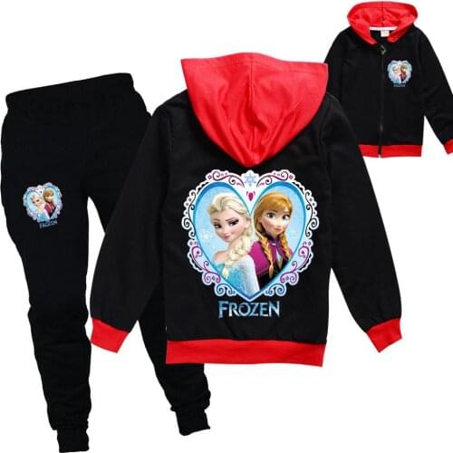 Disney Cartoon Elsa Clothes for Girls Hoodies+long Pants Outfits Kids Girls Children Clothing Set Christmas Frozen Boutique