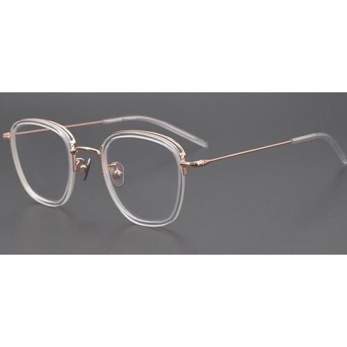 Handmade Titanium Frame With Acetate Ring Retro Round Glasses Men Personality Design Eyeglasses Women Prescription Eyewear