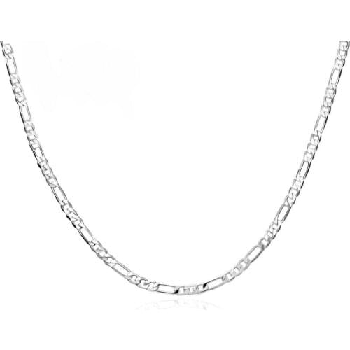 MxGxFam ( 50 60 cm x 2.5 mm ) 24 inch Figaro 1:3 Small Chain Necklaces for Women Men White Gold Color Fashion Jewelry