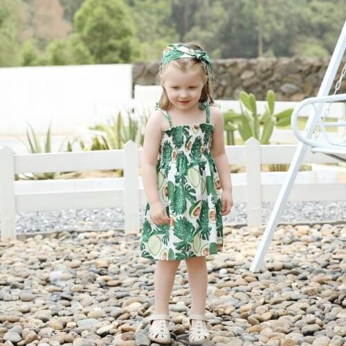 Newborn Baby Toddler Girls 2-Piece Set Suspender Dress+Headband For Infant Baby Girl 6M-3T Summer Sleeveless Clothing Outfit