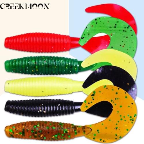 10pcs/lot 72mm 3.4g Curved Tail Fishing Lures Artificial Wobblers Lure Soft Baits Silicone Shad Worm Bass Leurre Souple Swimbait