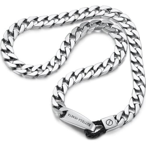 Real S925 pure silver jewelry Thai silver Man necklace simple and fashionable personalized buckle woman necklace 40-45cm