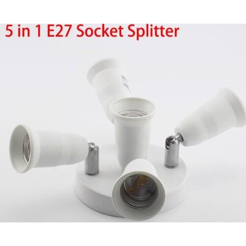 Adjustable 5 E27 Socket lamp base Converter Lamp 5 Heads Splitter Bases Adaptor Socket wall Adapter Holder for LED Light Bulb