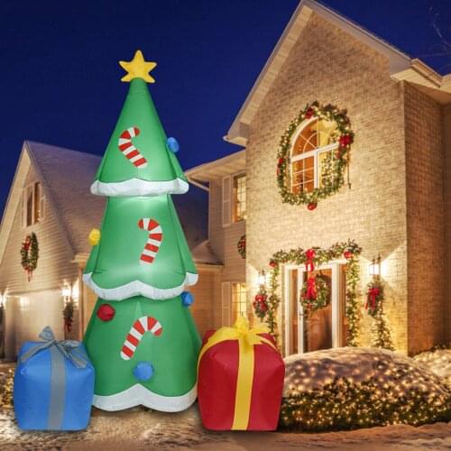 1.8M Inflatable Xmas Tree Gift Box Blow Up Christmas Decorations with LED Lights for Home Yard Party Decor Supplies navidad