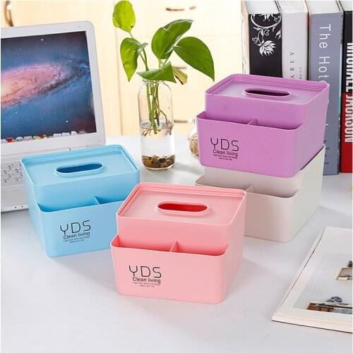 1PC Makeup Storage Box Plastic Cosmetic Organizer Makeup Sundry Storage Holder with Tissue Box OK 0542