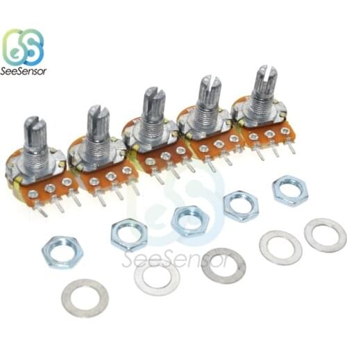 5Pcs Potentiometer Resistor 1K 5K 10K 20K 50K 100K 500K Ohm 3 Pin Linear Taper Rotary Potentiometer for Arduino