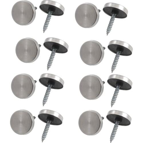 UXCELL 8 Pcs 14Mm Dia Stainless Steel Decorative Mirror Screw Cap Nails