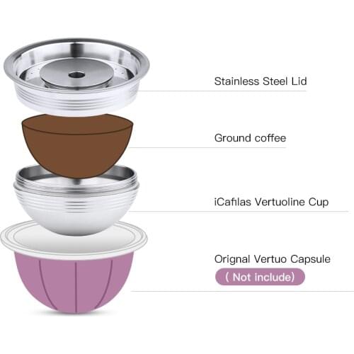 230ml Espresso Capsulas Reusable Coffee for Nespresso Vertuoline & Vertuo Stainless Steel Refillable Coffee Pods