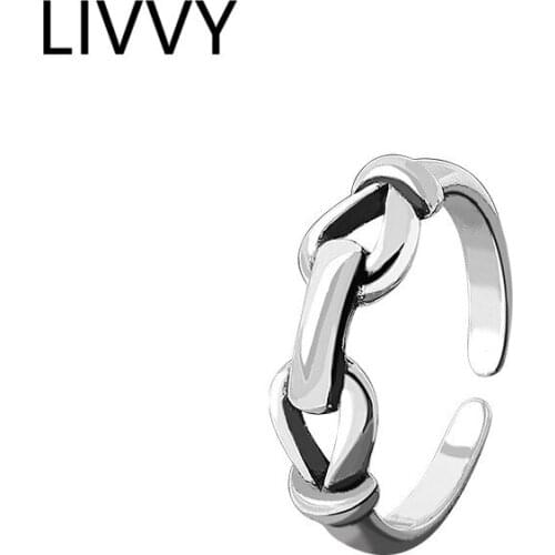 LIVVY Silver Color Korean Geometric Hollow Line Ring Female Fashion Decoration Exquisite Jewelry Birthday Gift 2021 Trend