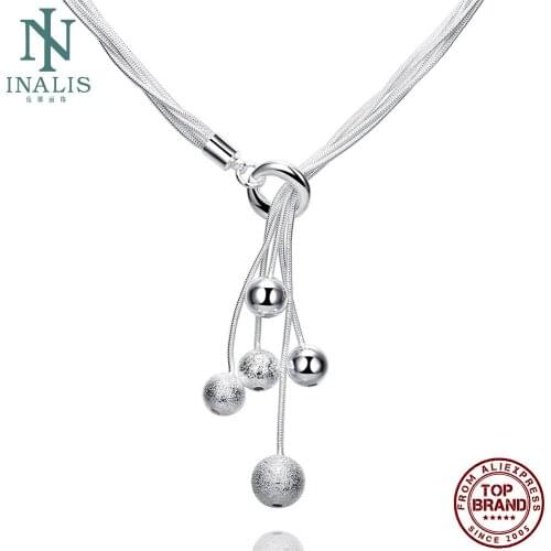 INALIS Round Bead Flash Pendant Necklaces Simple And Stylish Multi-Line Unisex Necklace Fit Party Prom Fashion Jewelry Gifts