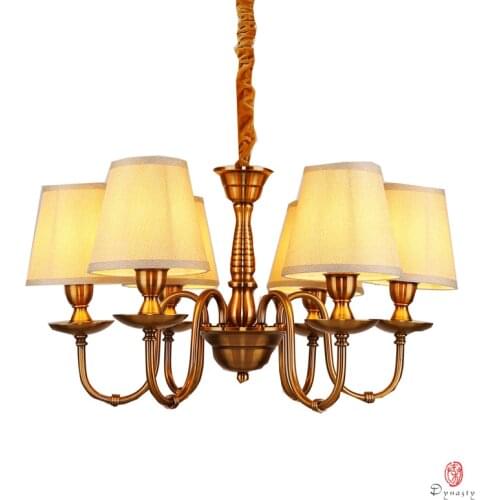 Brass Chandelier Copper Finishing Hanging Lights Art Decorative LED Home Shop Restaurant E14 Holder Fixture Dynasty Lighting