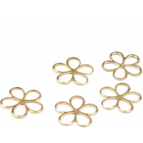 Brass Flower Charms, Raw Brass Earrings Findings,Raw Brass Pendant,Geometry Earrings Brass Charm,18mmx17.5mm-RB1120
