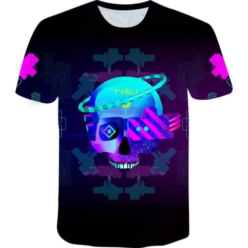 Summer Fashion Casual Short Sleeve T-shirts With Interesting Skulls 3D Print Men T-shirt Trend Handsome Hip Hop Harajuku Tshirt