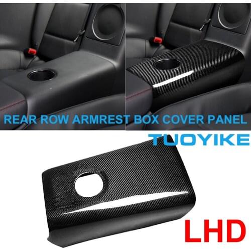 LHD Real Carbon Fiber Rear Row Armrest Box Cover Trim Sticker Decorative Panel For Nissan GTR GT-R R35 2008-2016