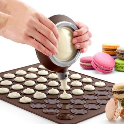 48 Holes Macaroon Kit Non-Stick Silicone Macaroon Mat Decorating Pot Kitchen Baking Mold Set Cake Decorating Supplies