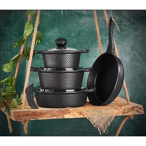 Amboss Quartz 7 Piece Titanium Casting Cookware Kit Set Black