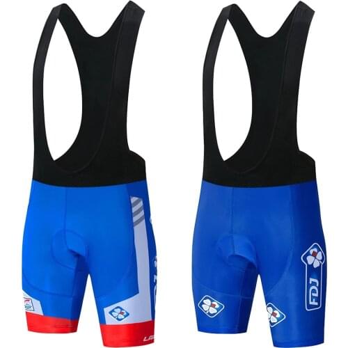 FDJ 2021 New Cycling 19D GEL Pad Bib Shorts MTB Quick Dry Breathable Padded Sport Bike Wear Bicycle Lycra