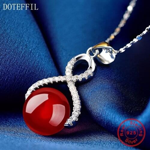 10mm Bead Pendant Necklace 925 Silver Jewelry Women Charm Round Necklace Fashion High Quality