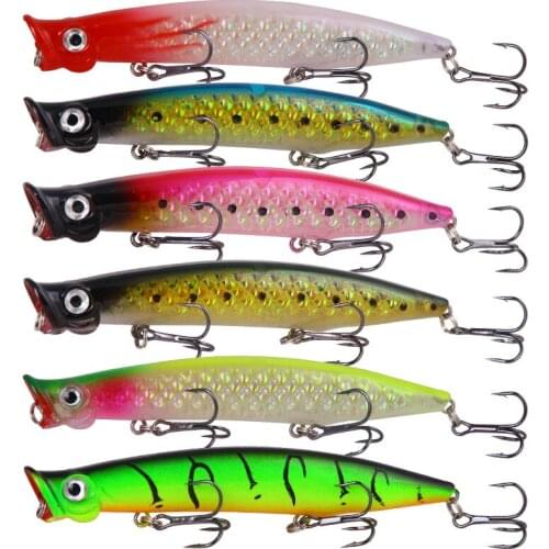 6pcs Popper Fishing Lures Topwater Lure 13g Trolls Saltwater Lures Poppers Top Water Lure Fishing Trolling Saltwater Lures