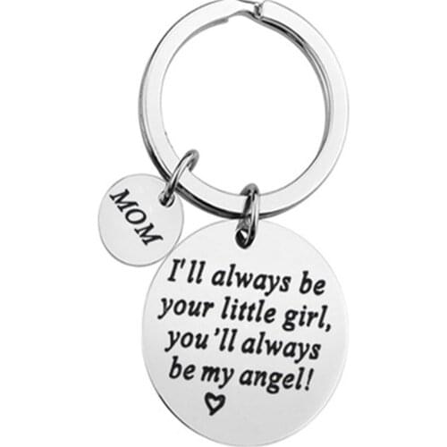 QIAMNI I'll Always be Your Little Girl, You Will Always be My Hero Angel! Mom DAD Keychain Father Mom Festival Jewelry Gift