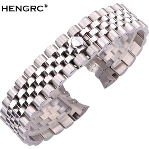 20mm Metal Watchbands Bracelet Men 316L Stainless Steel Watch Band Women Fashion Watch Strap Deployment Clasp Buckle Accessories