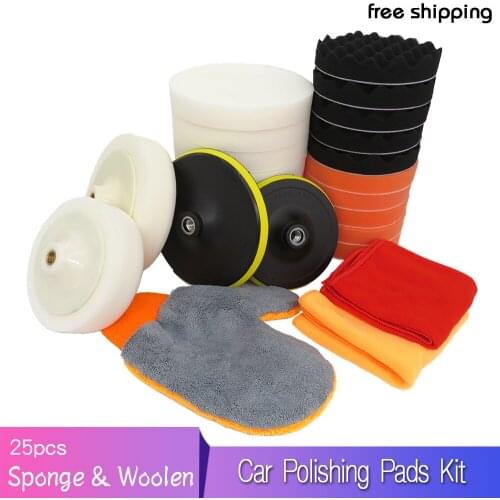 Shentesel Car Polishing Pads Kit Set 25Pcs/Set Clean Sponge Waxing Wheel Wool Ball Accessory