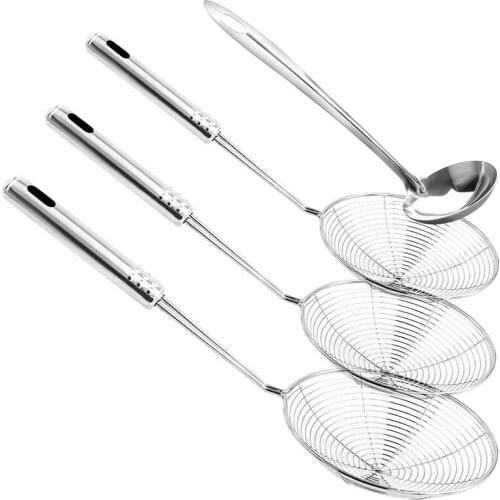 Skimmer Spoon, 4 Pack Stainless Steel Spider Strainer Skimmer Spoon, Donut Spoon, Skimmer Spoon for Kitchen Deep Fryer